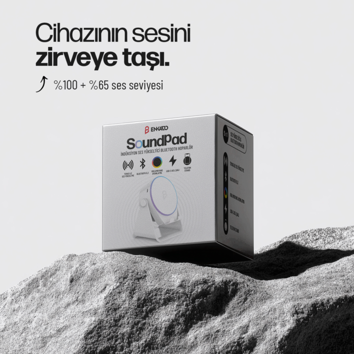 5in1 Wireless İndüksiyon Bluetooth 5W RGB Beyaz Speaker - Görsel 2