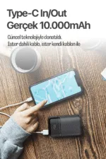 Snapron SNP-3006 10.000 Mah Hızlı Şarj Led Göstergeli̇ Powerbank - Görsel 3