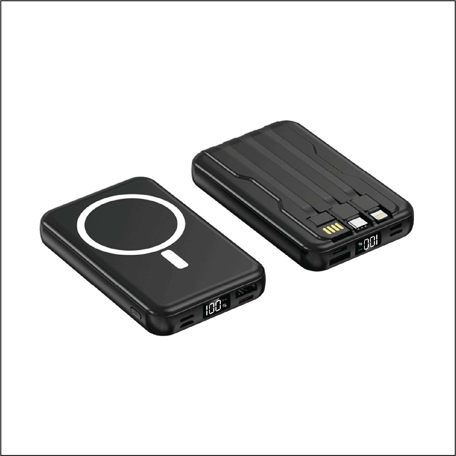 Varlık 2 Snapron SNP-3005 10.000 mAh PD 22.5W USB-A USB-C Lighting Dahili Kablolu Hızlı Şarj Lcd Ekran Magsafe Powerbank - Görsel 1