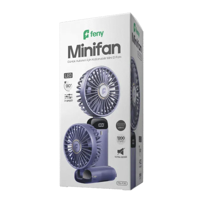 Minifan Ultra Sessiz LED Göstergeli Katlanabilir Şarjlı Mini El Fanı - Görsel 2
