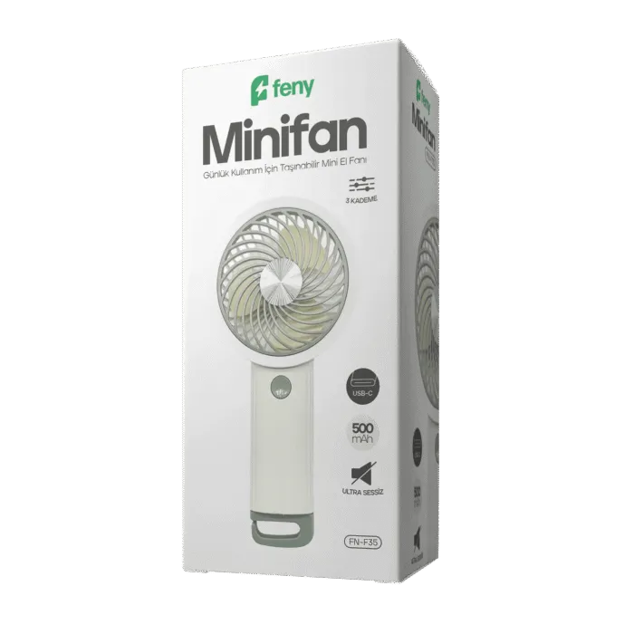 Minifan Kancalı Ultra Sessiz Taşınabilir Şarjlı Mini El Fanı - Görsel 2
