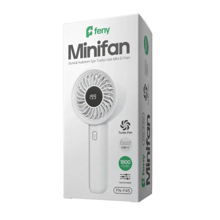 Minifan Ultra Sessiz LED Göstergeli Şarjlı Turbo Mini El Fanı - Görsel 4