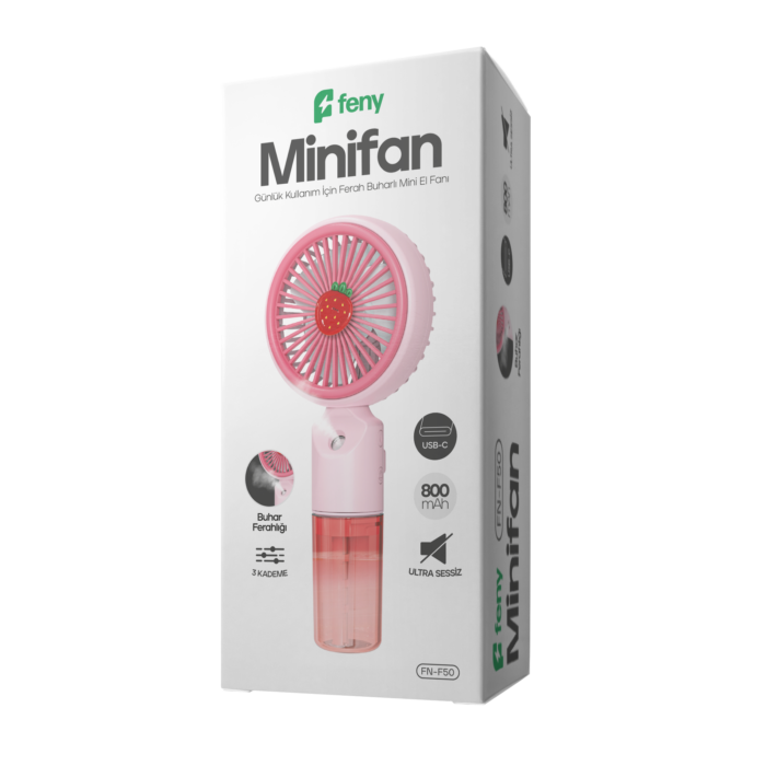 Minifan Ultra Sessiz Buharlı Şarjlı Mini El Fanı - Görsel 4