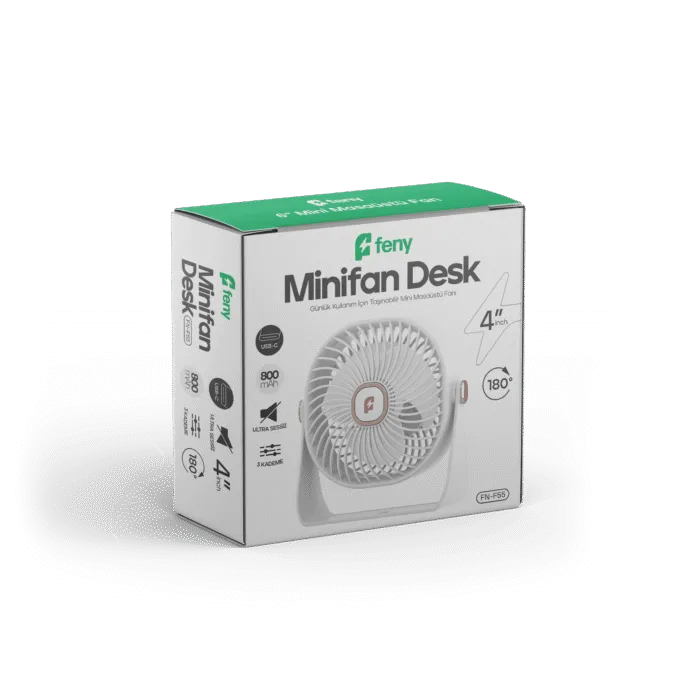 Ultra Sessiz 3 Kademeli 180° 4" Şarjlı Masa Fanı - Görsel 4