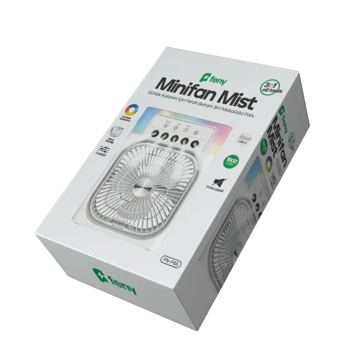 RGB Aydınlatma Ultra Sessiz Buhar Teknolojisi 3 Kademeli Şarjlı Fan - Görsel 2