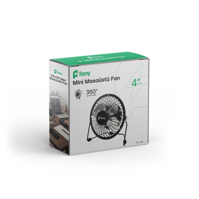 Metal 360° 4" Mini Masaüstü Fan - Görsel 2