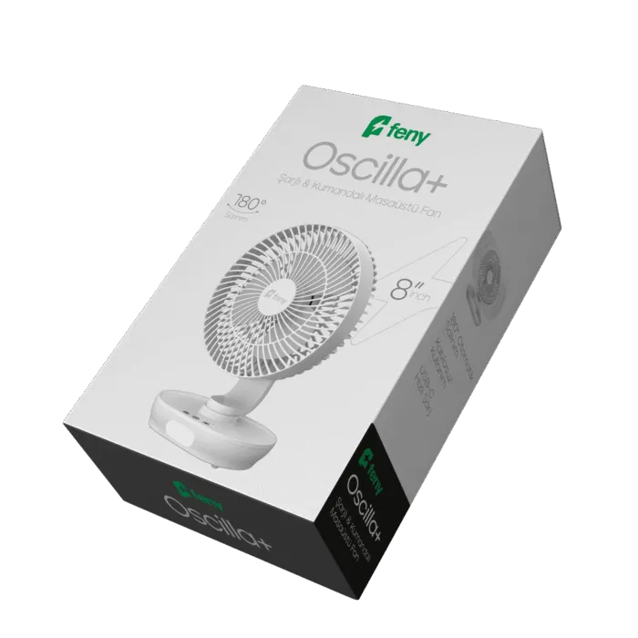 3 Kademeli LED Gece Lambalı 180° 8" Şarjlı Kumandalı Premium Masaüstü Fan - Görsel 3