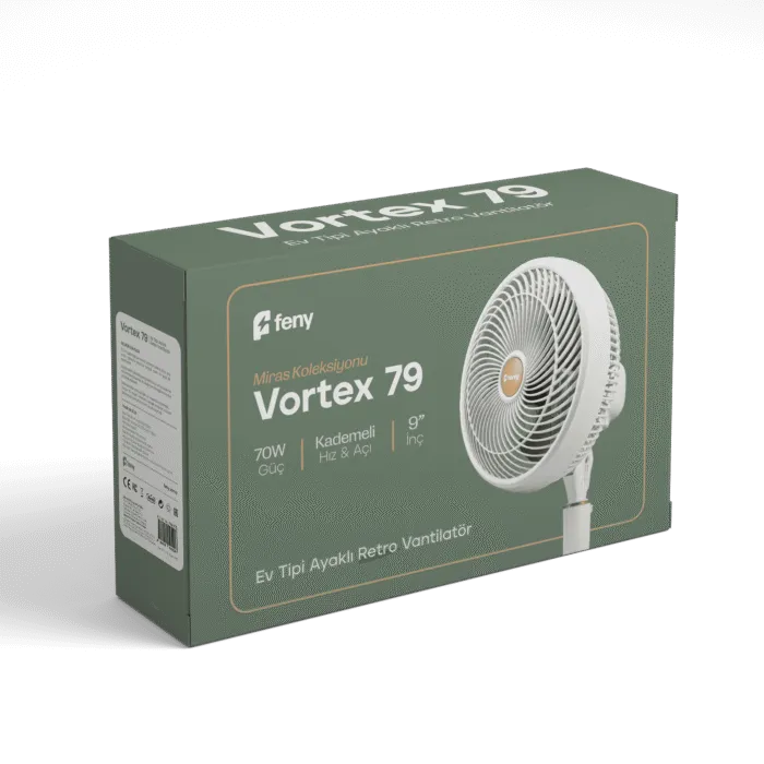 Miras Koleksiyonu Ev Tipi Ayaklı 70W 9" Retro Vantilator - Görsel 3