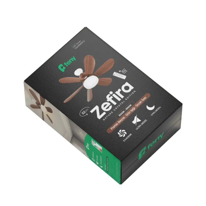 Zefira Ahşap Kristal Tasarım 3 Kademeli Ultra Sessiz Tavan Vantilatorü - Görsel 2