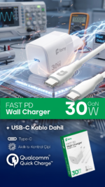 FENY 30W GaN PD Hızlı Şarj Adaptörü USB-C | Type-C Kablolu Duvar Şarj Cihazı