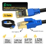 FENY  FN-CAT7LS15  CAT7 GOLD  S/FTP  LSZH  PATCH KABLO  15 METRE  10GBPS INTERNET 600 MHZ BAND GENİŞLİĞİ