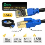 FENY  FN-CAT7LS05  CAT7 GOLD  S/FTP  LSZH  PATCH KABLO  5 METRE  10GBPS INTERNET 600 MHZ BAND GENİŞLİĞİ