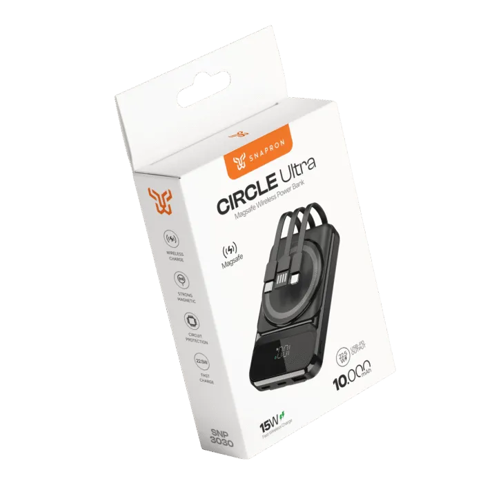 Snapron SNP-3030 22.5W PD USB-A USB-C Lightning Dahili Kablolu 10000mAh Powerbank - Görsel 3