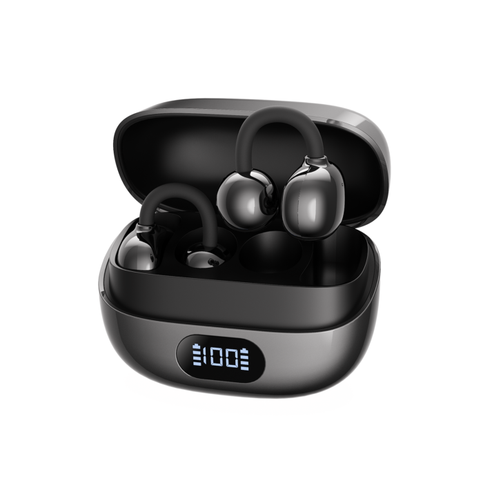 Feny FN-TWS50 OWS Bluetooth 6.0 Di̇ji̇tal Göstergeli̇ Kli̇ps Model 50+400mAh Si̇yah Kulaklık - Görsel 2