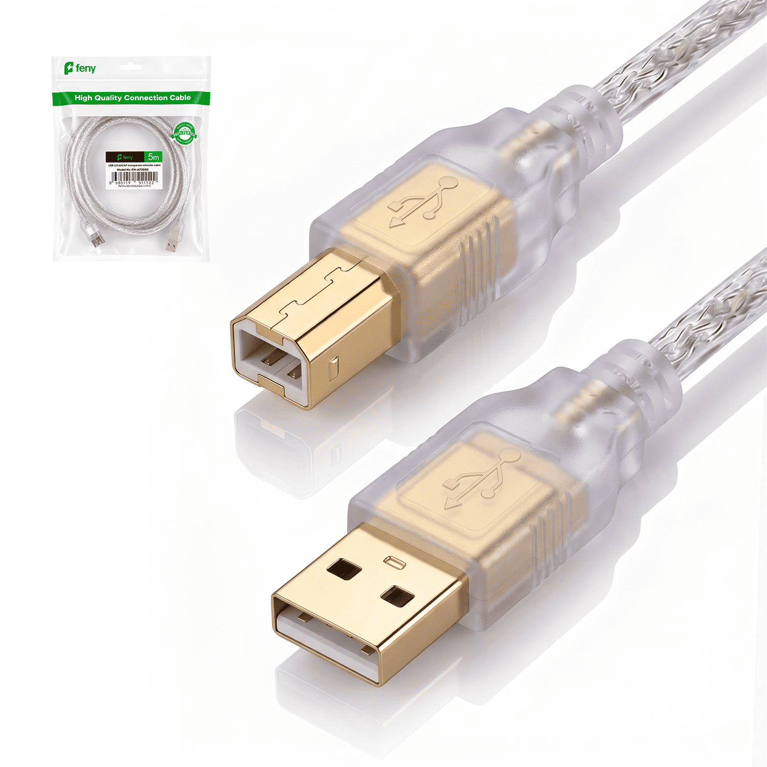 ana_görsel Feny FN-U3003 USB2.0 AM/BM Şeffaf 100% Bakır Pri̇nter Yazıcı Kablosu 3M - Görsel 1