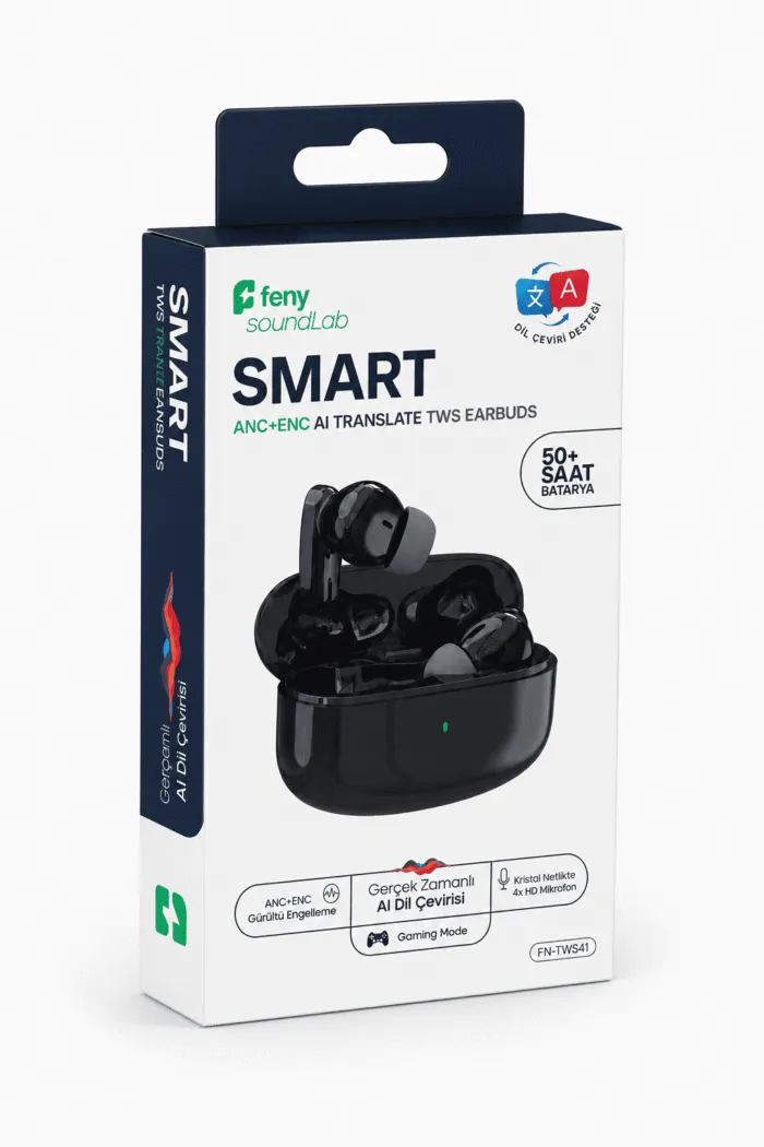 Feny FN-TWS41 TWS Bluetooth 6.0 ANC ENC  Dört Mi̇krofon Oyun Modu | Çevi̇ri̇ Özellikli Si̇yah Kulaklık - Görsel 4